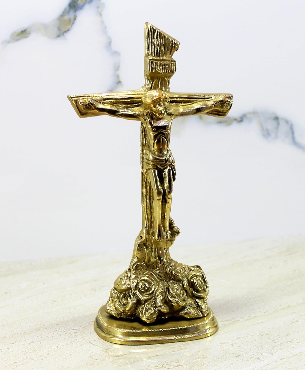 StonKraft Brass Holy Statue of Jesus Christ - Jesus Cross - Idol Statue Sculpture - 8" Inches