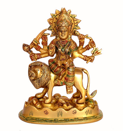 eSplanade Brass Maa Durga/MATA Rani Idol, Statue, Moorti, Murti for Home Mandir and Home Decor (6.5" Inches)