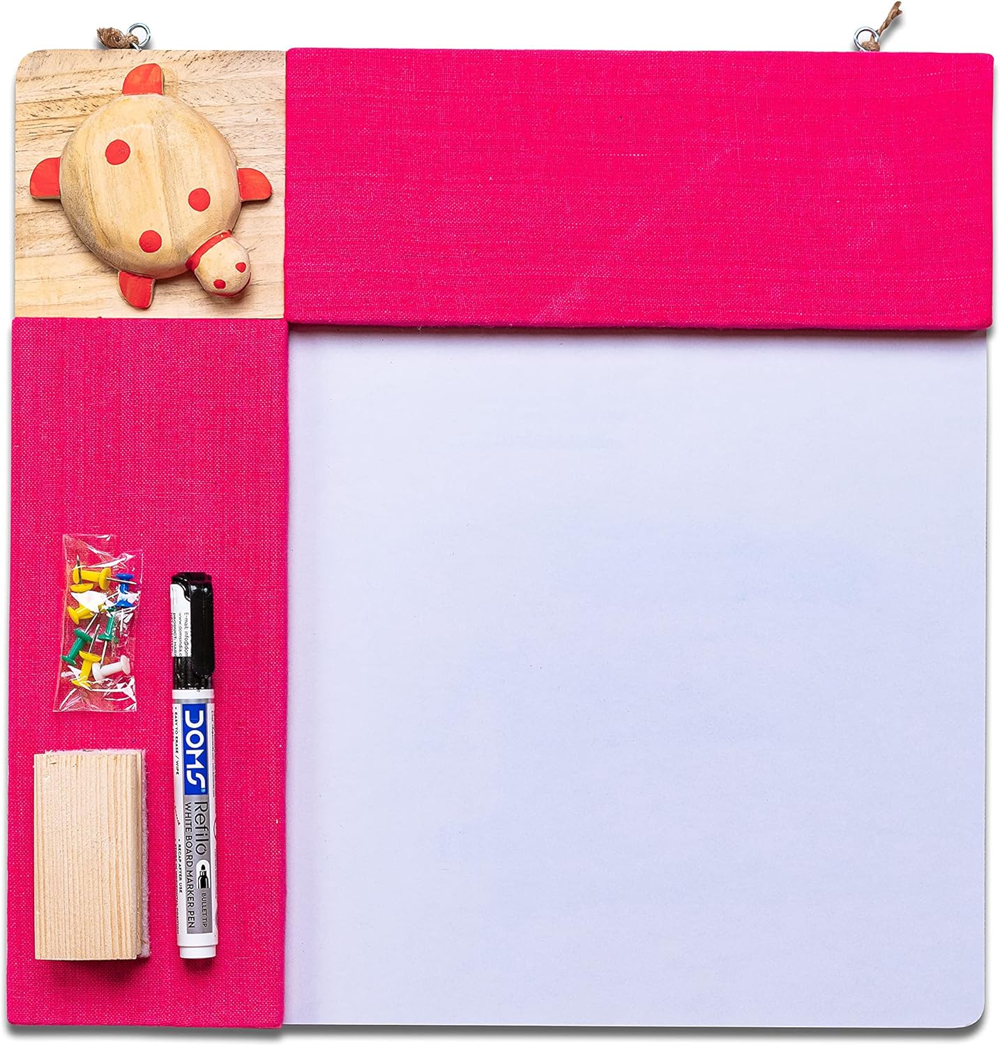 IVEI Pink pin Board and whiteboard Combination - Dry Erase Board - Bulletin Board - Innovative Organizer - for Kids and Adults - Handcrafted Turtle