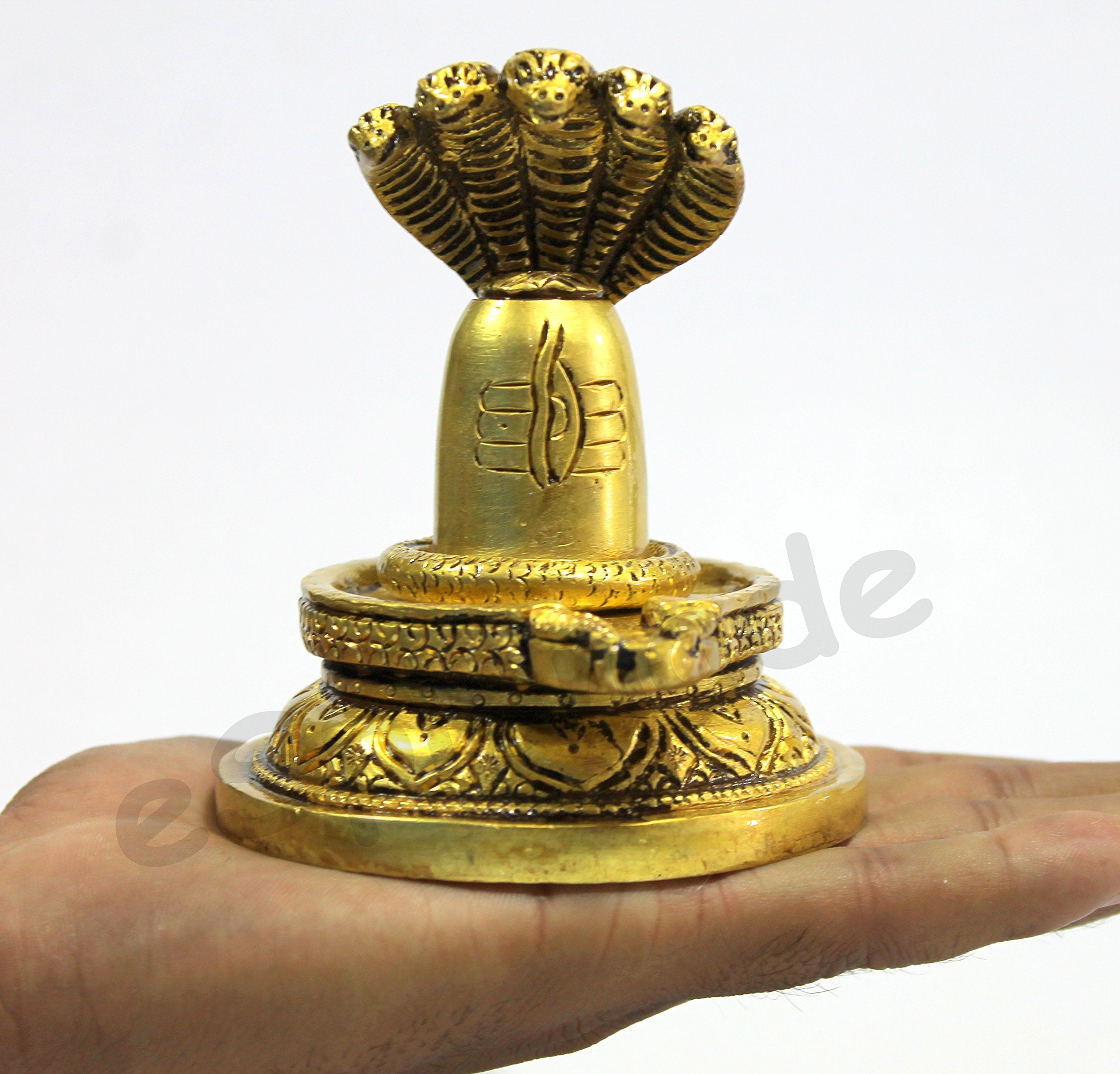 eSplanade Brass Shiv Ling Shiva Lingam with Sheshnaag Statue Idol Murti for home temple and Pooja - Available in 2 Designs