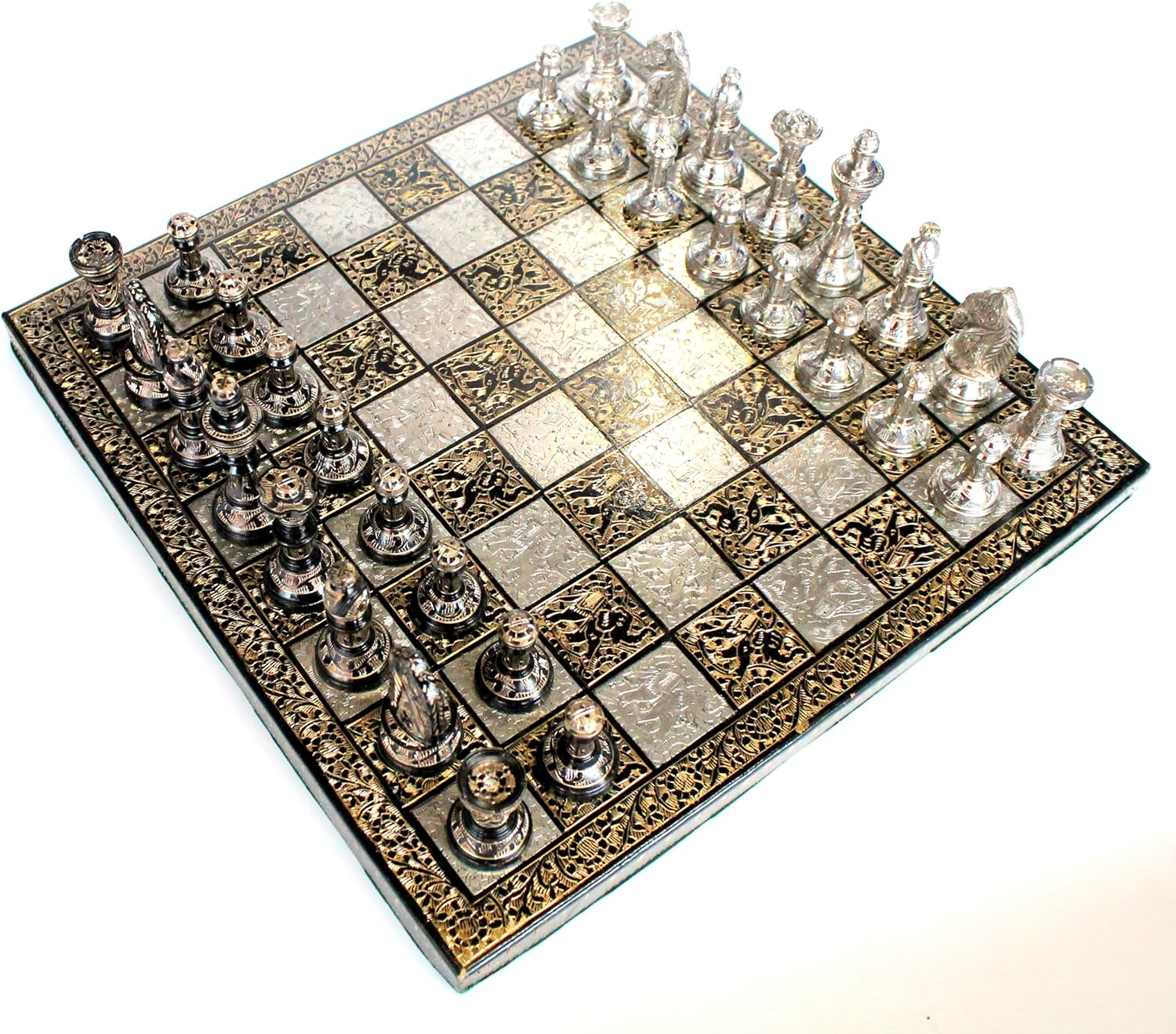 StonKraft 12" x 12″ Collectible Premium Brass Made Chess Board Game Set + All Brass Pieces