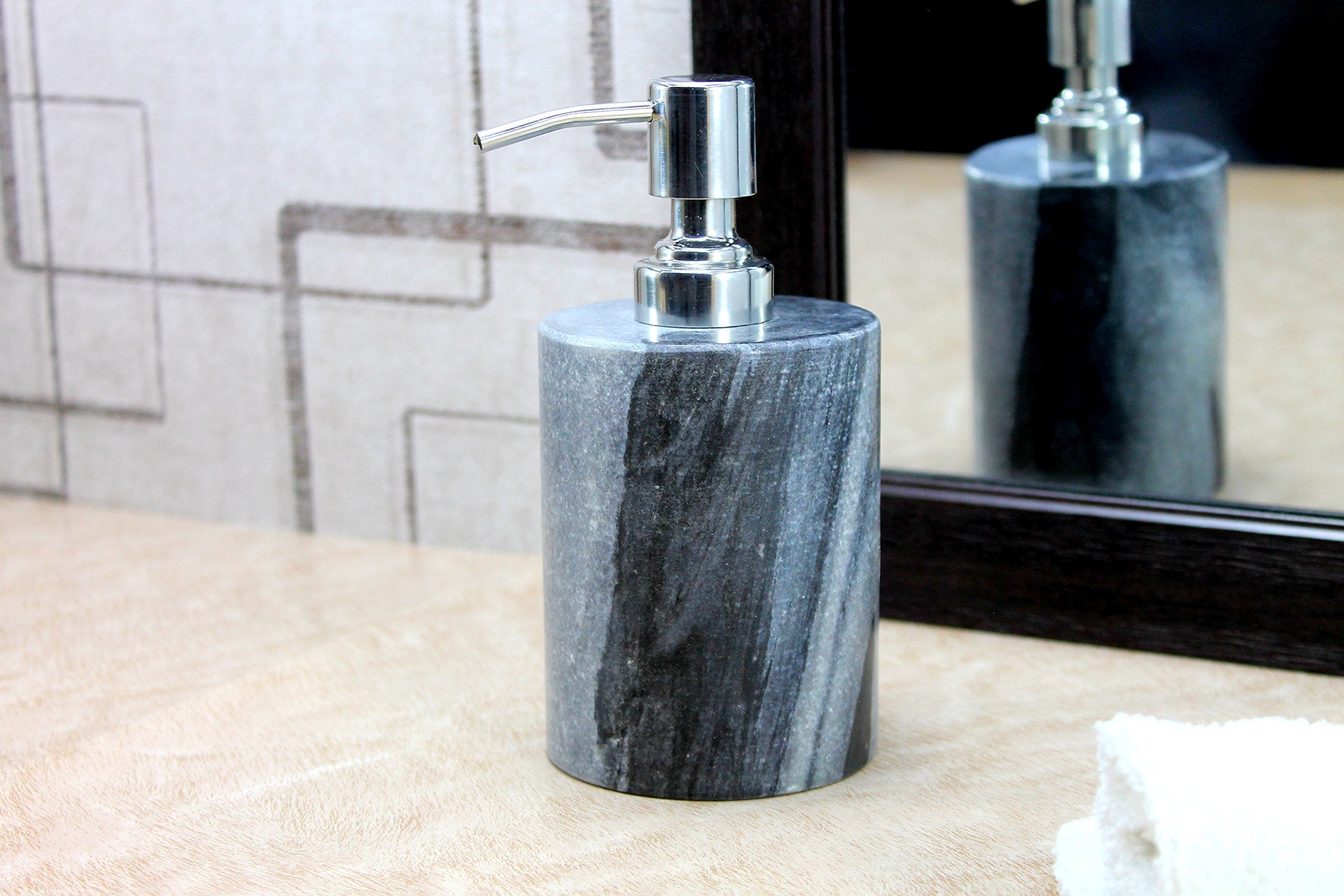 KLEO Marble Soap/Lotion Dispenser - Stone Bathroom Accessories Set Marble Bath Set