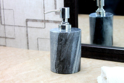 KLEO Soap Dispenser Lotion Dispenser - Made of Natural Stone - Luxury Bathroom Accessories Bath Set (Grey)