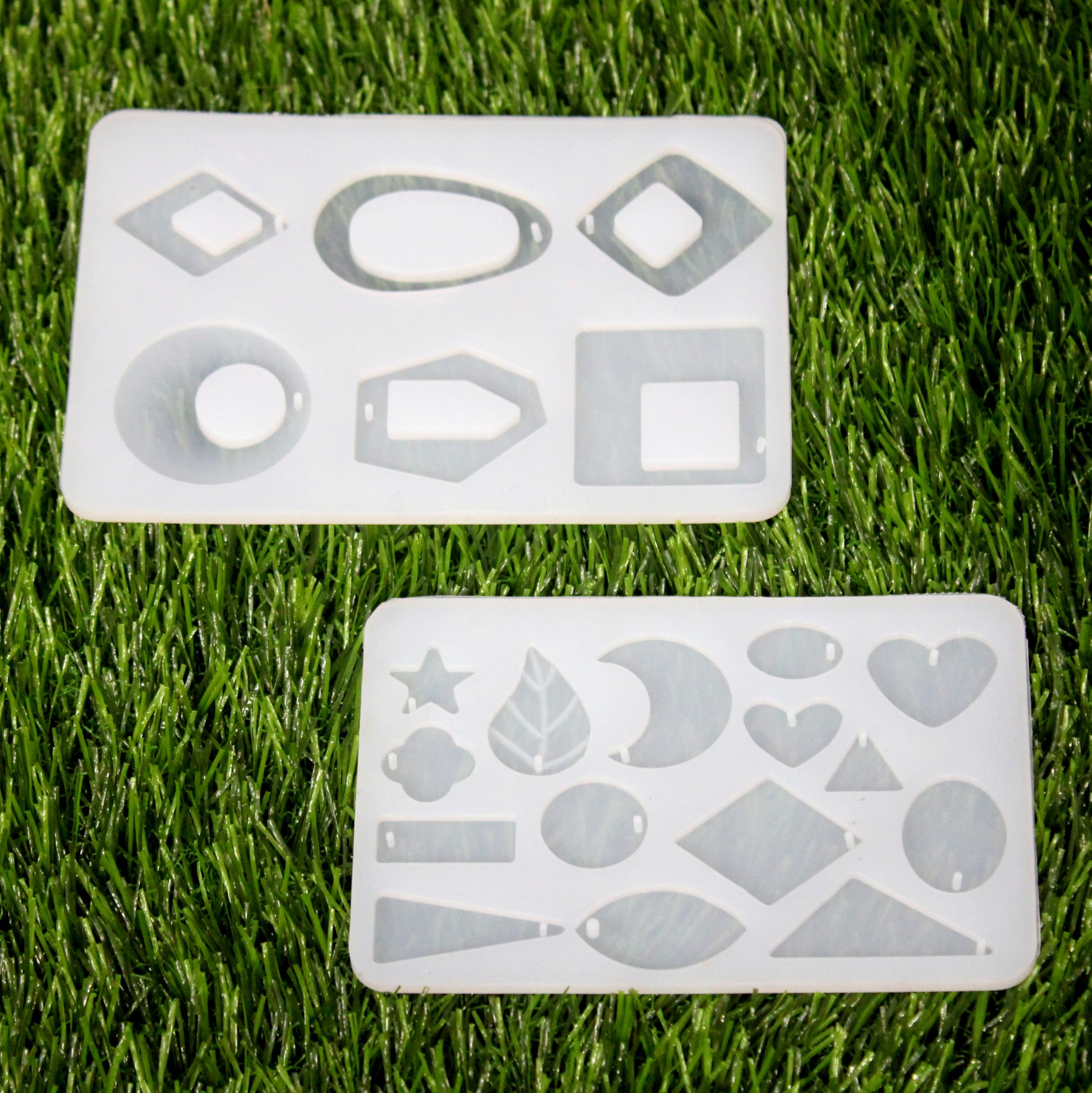 IVEI Resin Jewelry Mold Tray - DIY Set of 2 with Multiple Designs for Jewelry Making - Durable, Flexible Silicone Molds for Crafting Earrings, Pendants, Bracelets, and More - Easy Release & Non-Stick