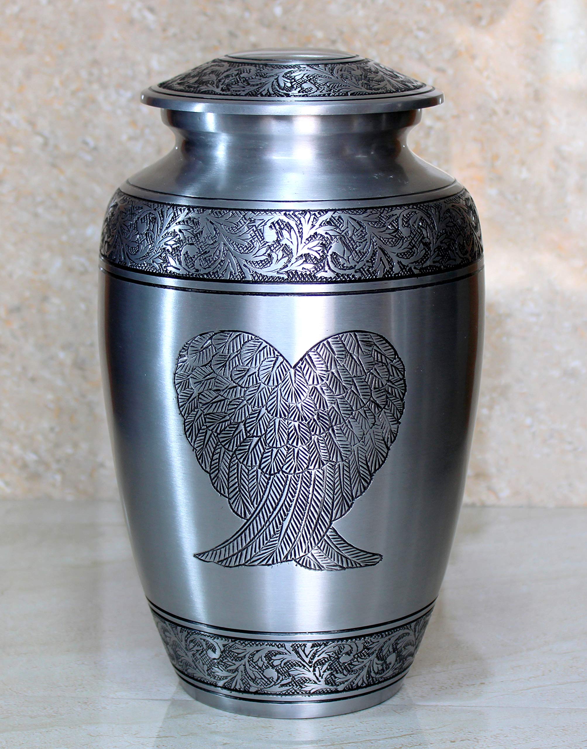 eSplanade Brass Cremation Urn Memorial Jar Pot Container | Full Size Urn for Funeral Ashes Burial | Holy Cross Printed Urn | Black - 10" Inches