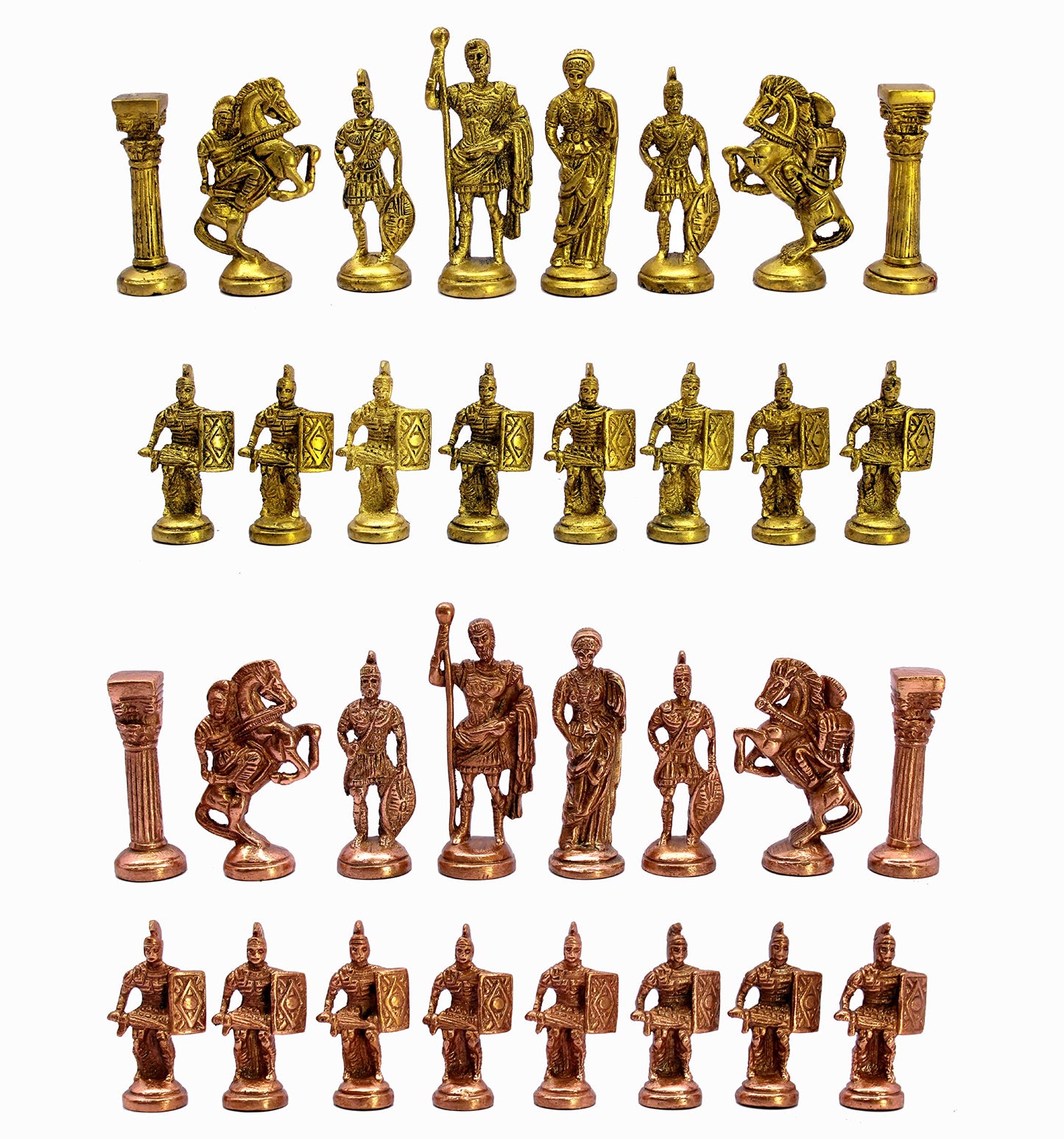 StonKraft Brass Wooden Chess Pieces Pawns Chessmen Figure Figurine Pieces Coins (3.5" King)