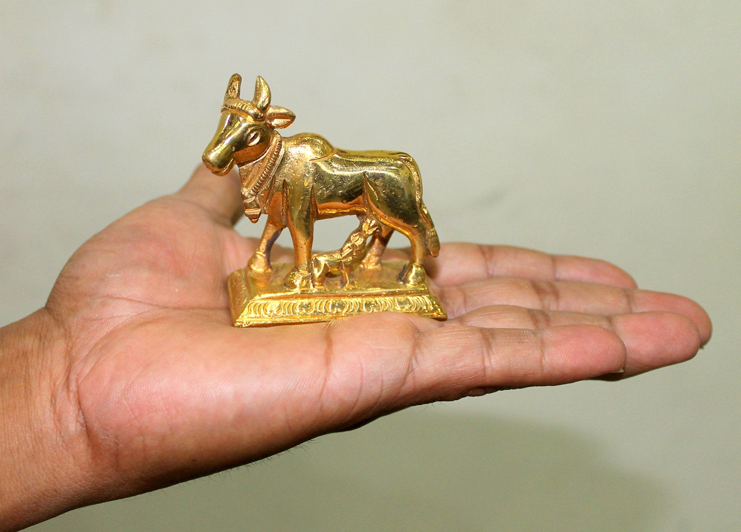 StonKraft Brass Kamdhenu Kamadhenu Idol Murti Statue 2.5 & 6.5"