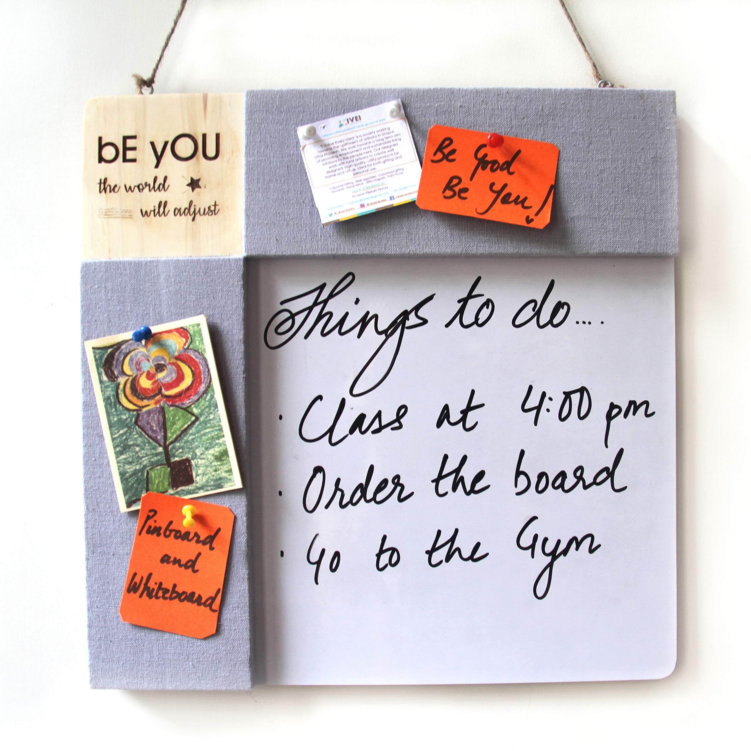 IVEI Combination Board with Pin Board & Whiteboard Best Gift for Home, Office, School | Office Wall Accessories | Utility Boards (Quote - Grey, Blue