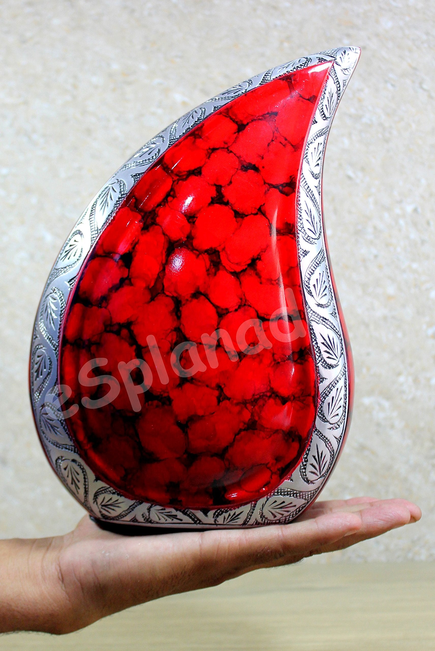 eSplanade Teardrop Cremation Urn Memorial Container Jar Pot | Cremation urn | Metal urn | Burial urn