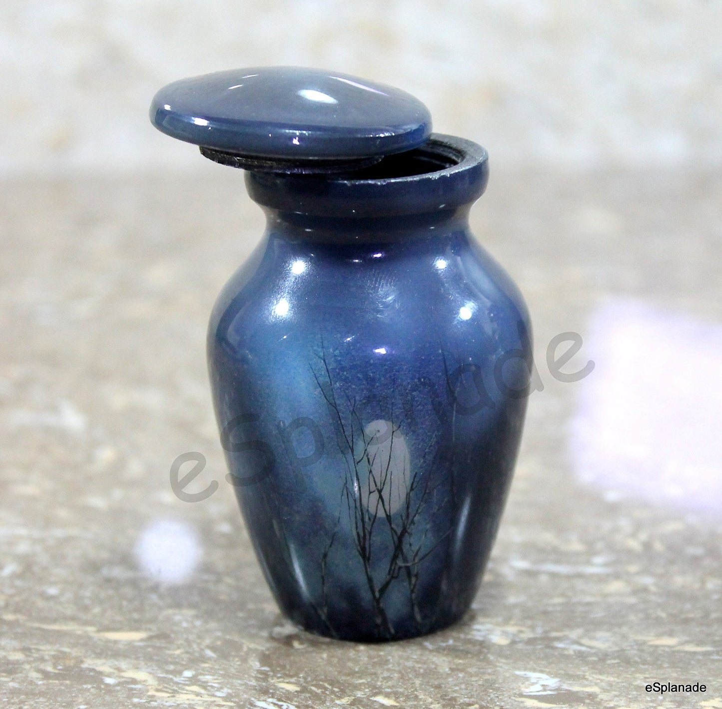 eSplanade Metal Mini Cremation Urn Keepsake Memorial Jar Pot Container |Small Urn for Funeral Ashes Burial | Butterfly in Hands Printed Keepsake | Blue - 3" Inches