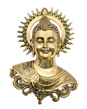 ESPLANADE Buddha Wall Hanging Decor for Living Room | Brass Wall Sculptures | Meditation & Yoga Room Decor | Wall Mount Buddha Face Idol Showpiece | Zen Buddhist House Warming Gift, 15.5 Inches