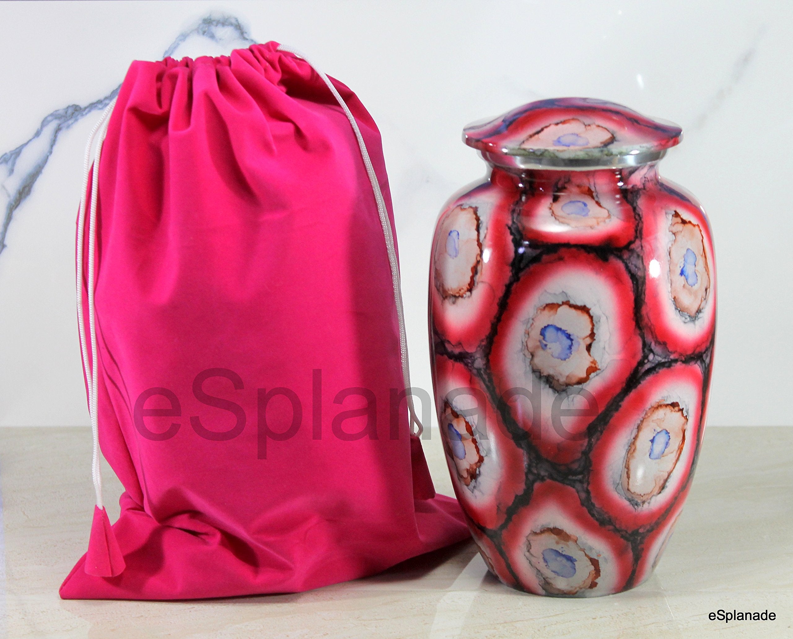 eSplanade Cremation Urn Memorial Human Ashes Container Jar Pot | Burial Funeral Urns |Red-10 Inches