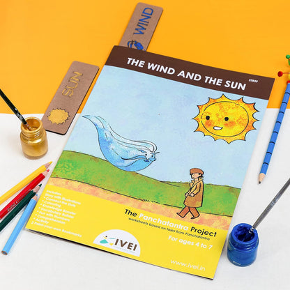 IVEI Panchatantra Story Kids Learning Book - Workbook and 2 DIY Bookmarks - Colouring Activity Worksheets - Creative Fun Activity and Education for Kids - The Wind and The Sun ( Age 4 to 7 Years )