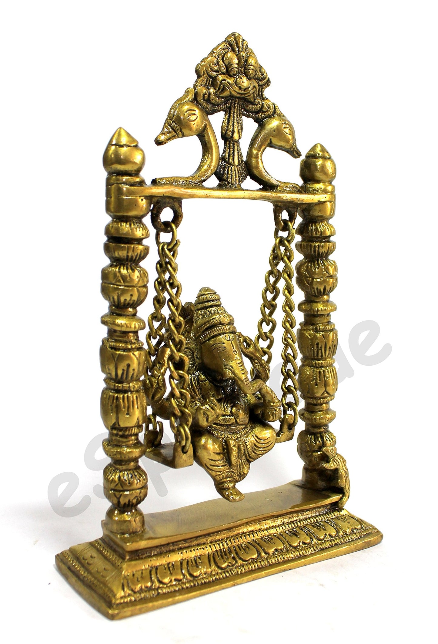 eSplanade - 9" Premium Ganesha Idol on Brass Swing | Brass Ganesha | Brass Showpiece Collectible Handicraft | Pooja Items for Home | Home Decor | Brass Decor