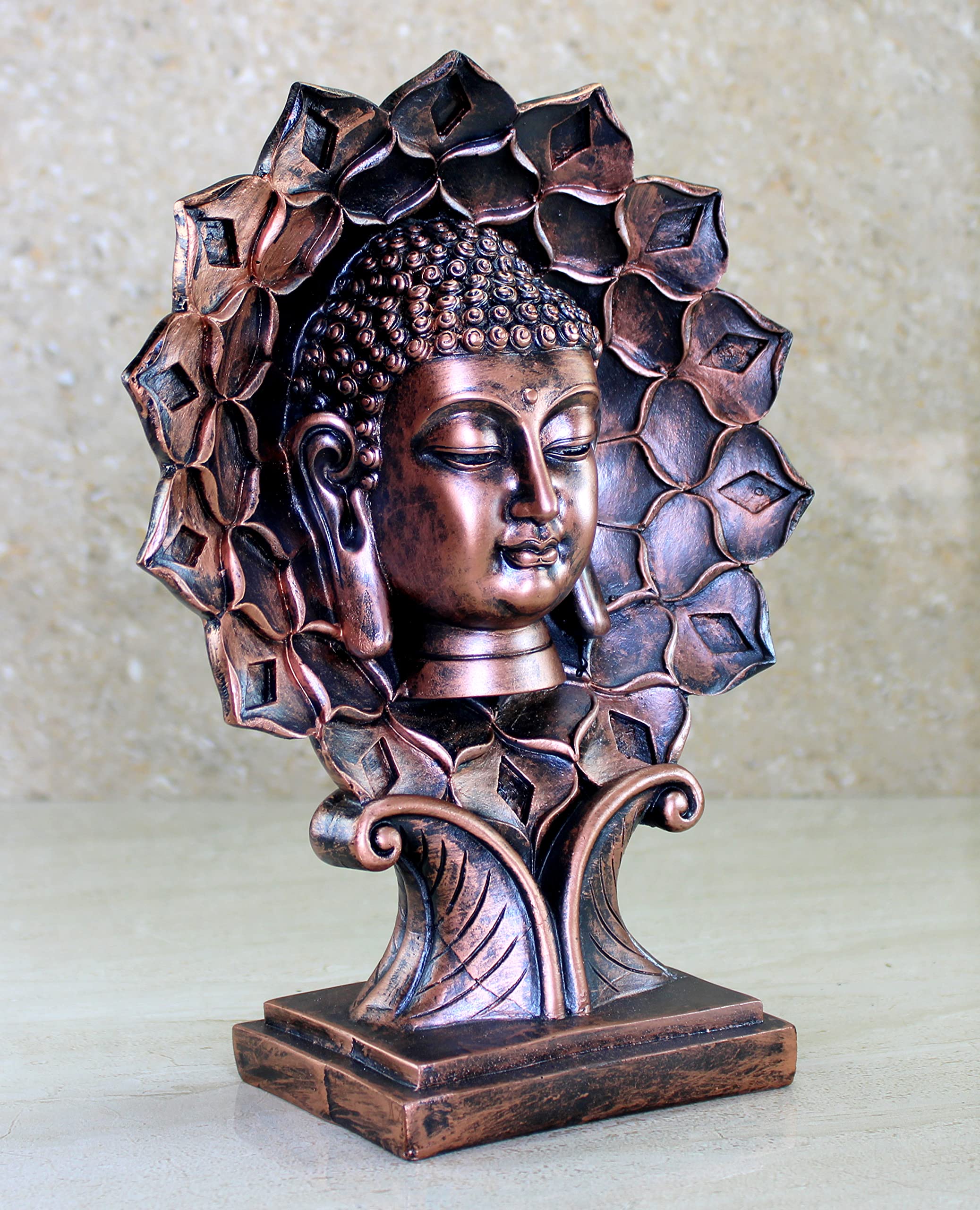 eSplanade Resin Meditating Buddha - 10 inches | Resting Buddha Face Idol Statue Figurine Murti | Home Decor