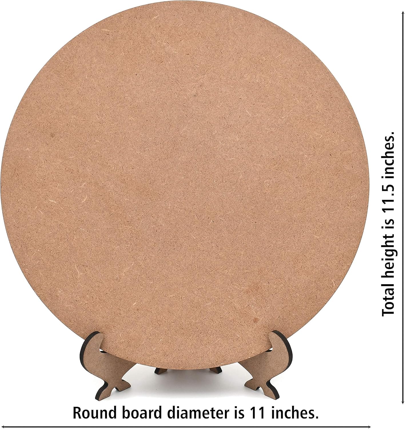 IVEI Round Plate with Foldable Stand - Set of 2 & SET of 5- MDF Plain Round Art Board with Stand for Painting Wooden Sheet Craft - for Decoupage MDF Plains, Resin Artwork & Decoration (Round)