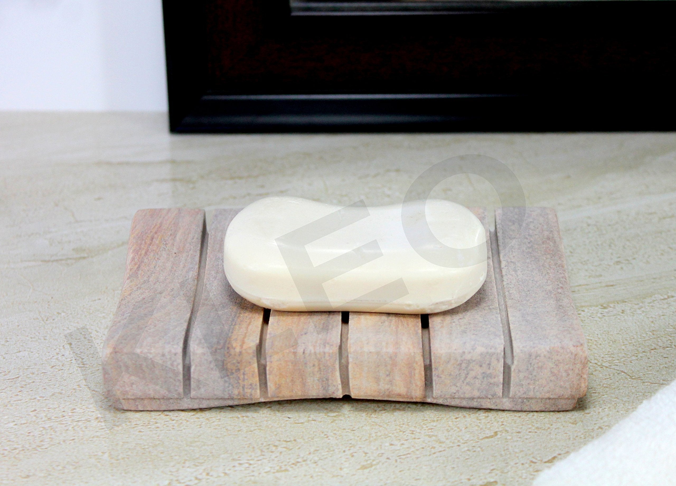 Natural Water Absorbent & Rigged Soap Dish Soap Holder made of Natural Stone - Unique Bath Bathroom Accessories