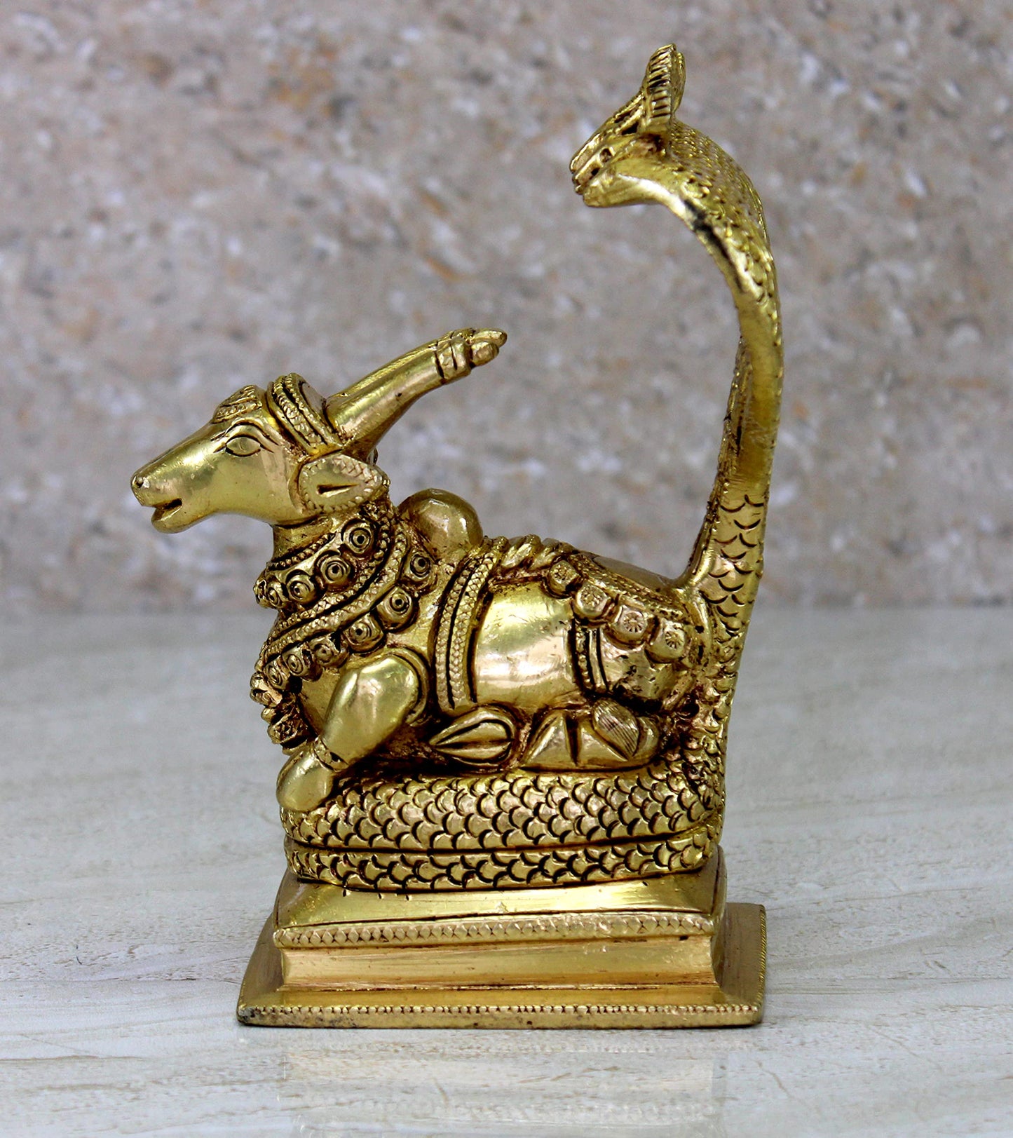 eSplanade Brass Sheshnag Nandi Statue Pooja Idols | Home Decor - Height 6" Inches