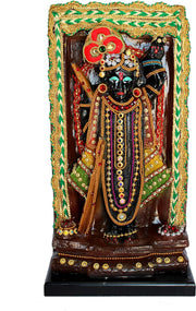 eSplanade Resin Shrinath Ji Bankebihari Krishna Statue - 12.5 inches & 10 inches | Idols for Home Puja Place