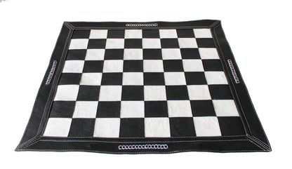 Stonkraft - 19" x 19" - Genuine Suede Leather Chess Board - Black | Roll-up Chess | Tournament Chess