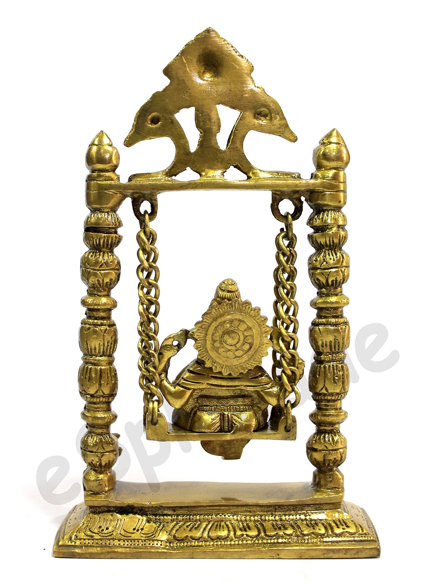 eSplanade - 9" Premium Ganesha Idol on Brass Swing | Brass Ganesha | Brass Showpiece Collectible Handicraft | Pooja Items for Home | Home Decor | Brass Decor