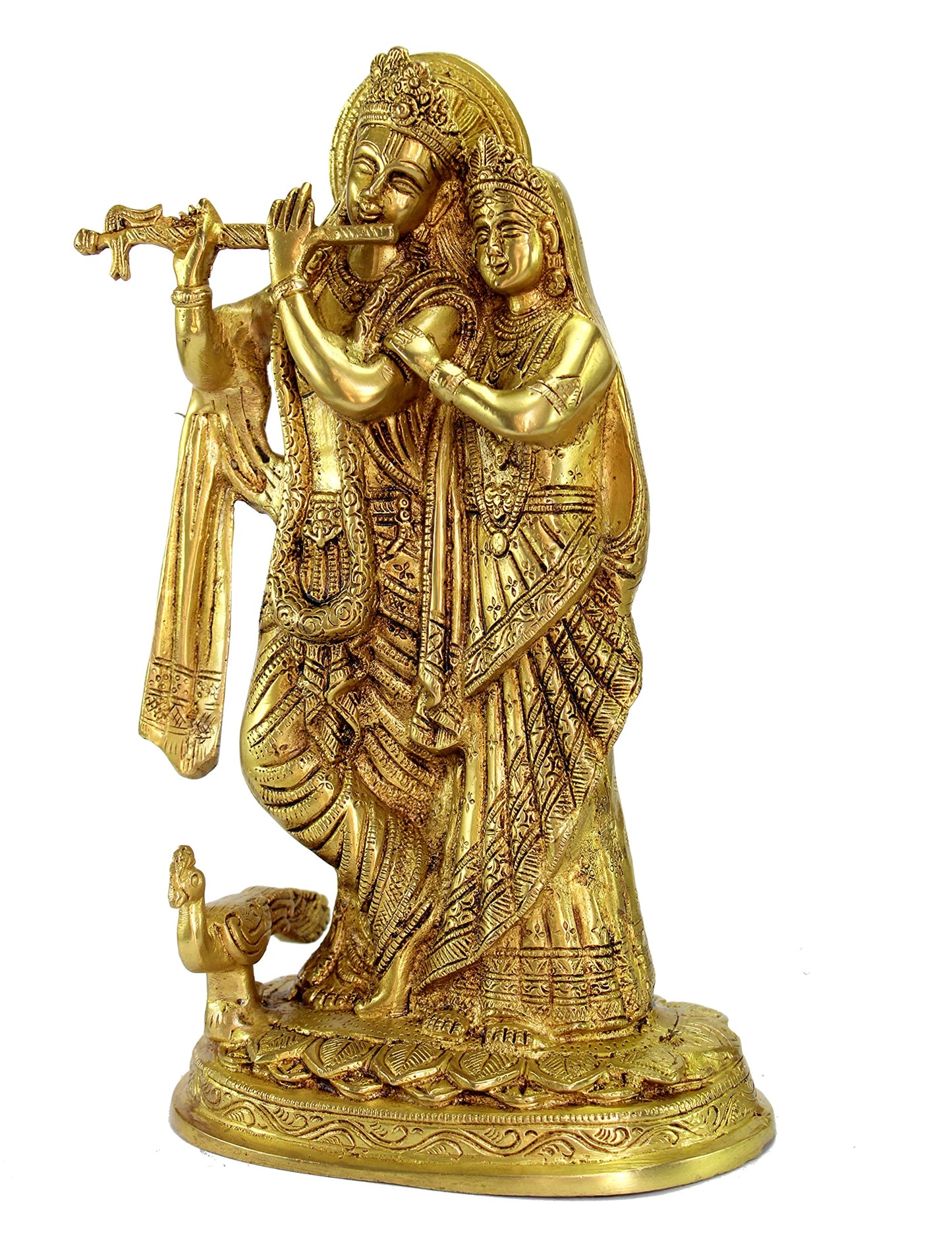 eSplanade Brass Radha Krishna Murti Idol Statue Sculpture - 12 inches | Pooja Idols | Home Decor