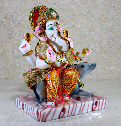 eSplanade Resin Ganesha Ganesh Murti Idol Statue Sculpture - Multi-colour - 9" Inches