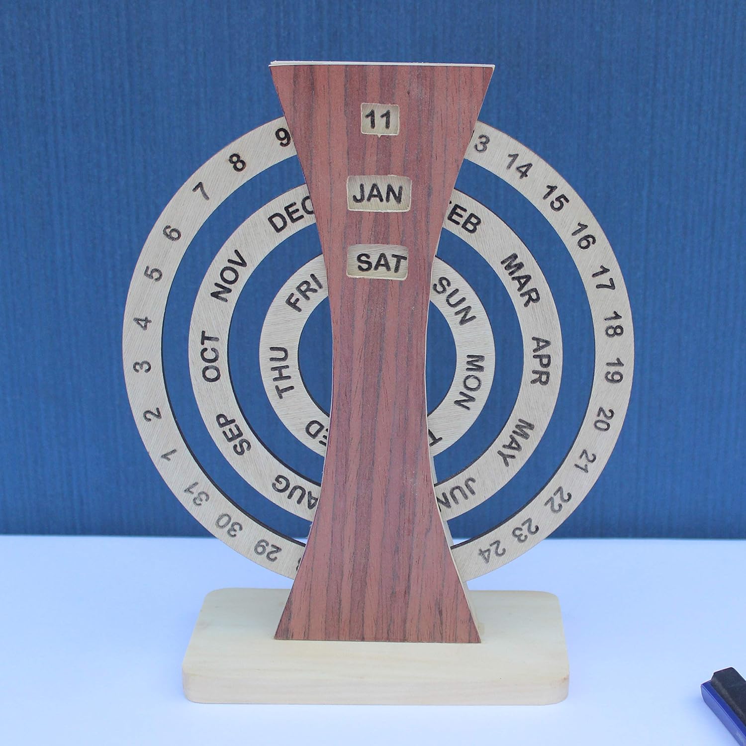 IVEI Rotating Perpetual Calendar/Wooden Forever Calendar/Never Ending Calendar, Wooden Calendar, Corporate Gift