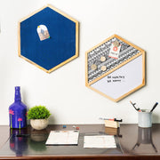IVEI Hexagon Shaped Combination Board with Magnet Board, Pin Board & Whiteboard - Set of 2 - Innovative Organizer for Kids and Adults with Magnets to Do Boards Gift for Home, Office- Dark blue, Grey, Pink, Yellow