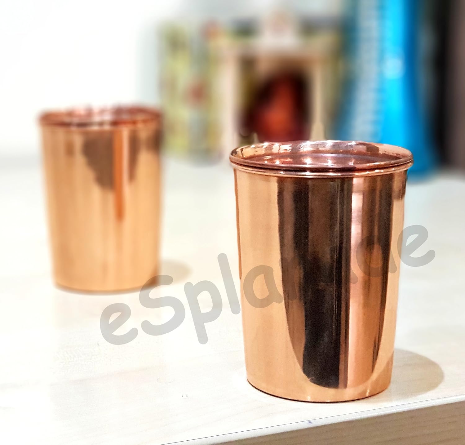 Esplanade Copper Glasses | Moscow Mule Shot | Seamless Copper Glass | Leak Proof, Travel Friendly with Ayurvedic Health Benefits (Glasses Set of 2)