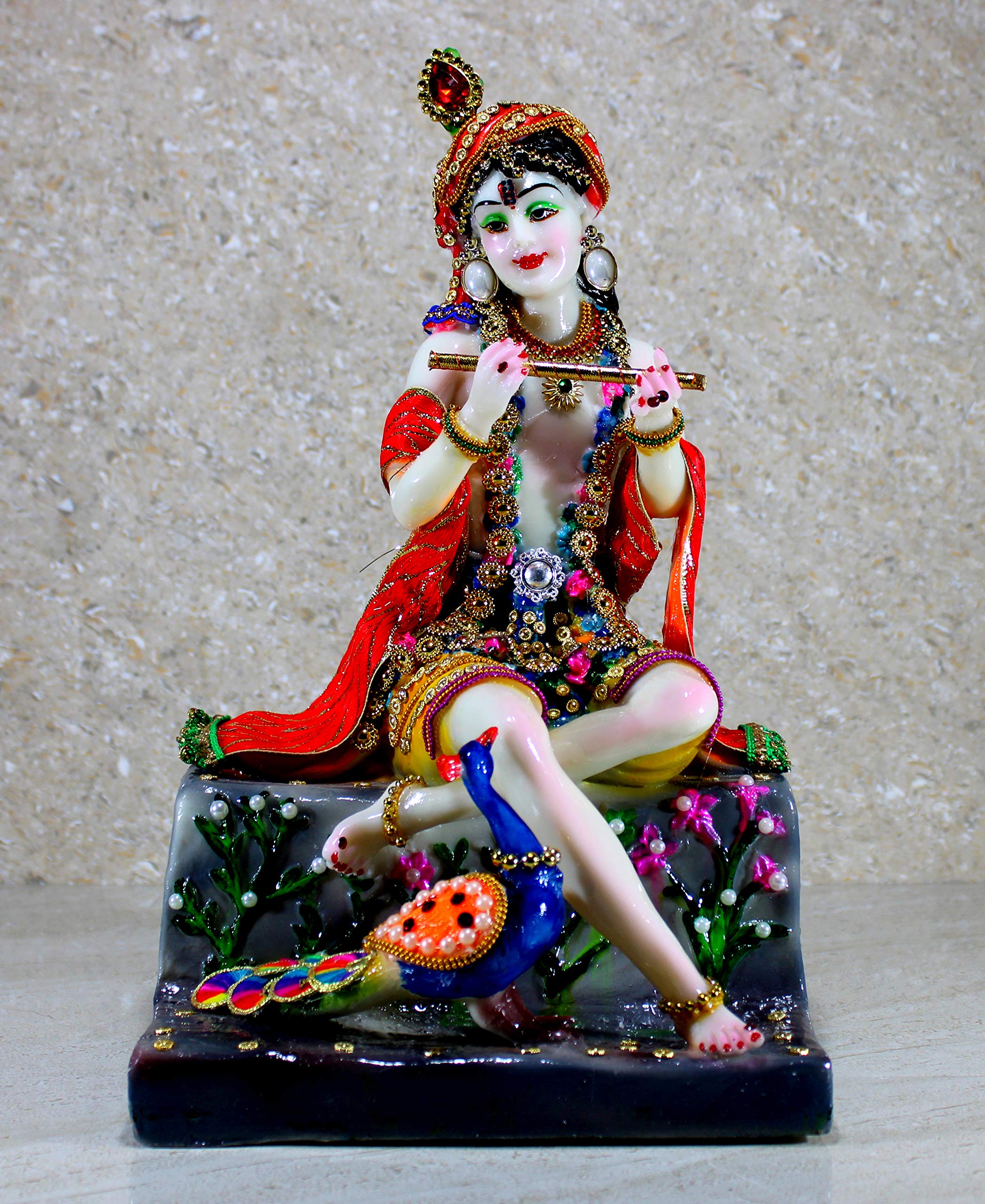 eSplanade Resin Krishna Kishan Murti Idol Statue Sculpture (11", 12.5", 14" Inches) Multicolour