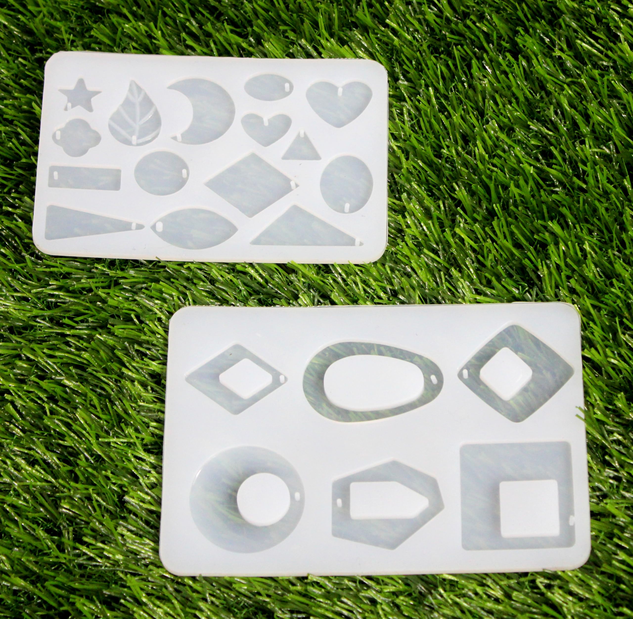 IVEI Resin Jewelry Mold Tray - DIY Set of 2 with Multiple Designs for Jewelry Making - Durable, Flexible Silicone Molds for Crafting Earrings, Pendants, Bracelets, and More - Easy Release & Non-Stick