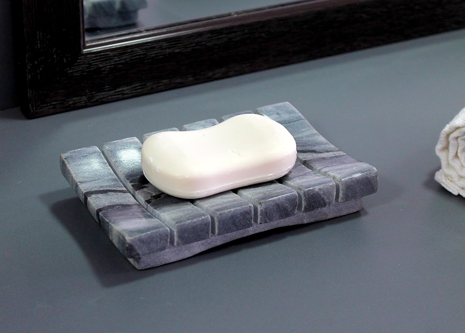 Natural Water Absorbent & Rigged Soap Dish Soap Holder made of Natural Stone - Unique Bath Bathroom Accessories