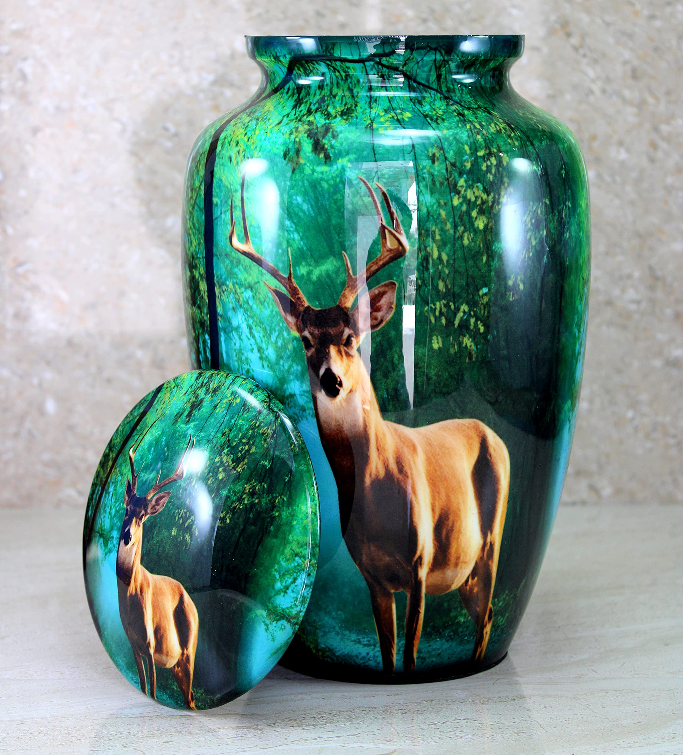 eSplanade Metal Cremation Urn Memorial Jar Pot Container | Full Size Printed Urn for Funeral Ashes Burial | Metal Urns | (Multicolor) - 10" Inches