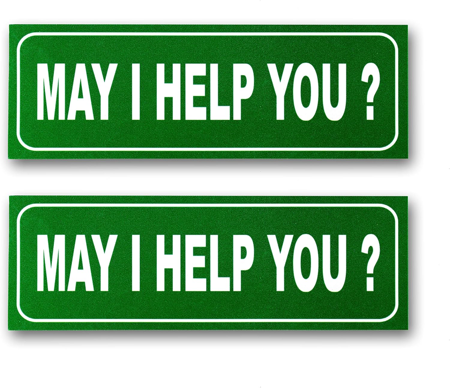 eSplanade May I Help You? Sign Sticker Decal - Easy to Mount Weather Resistant Long Lasting Ink Size (9" x 3")