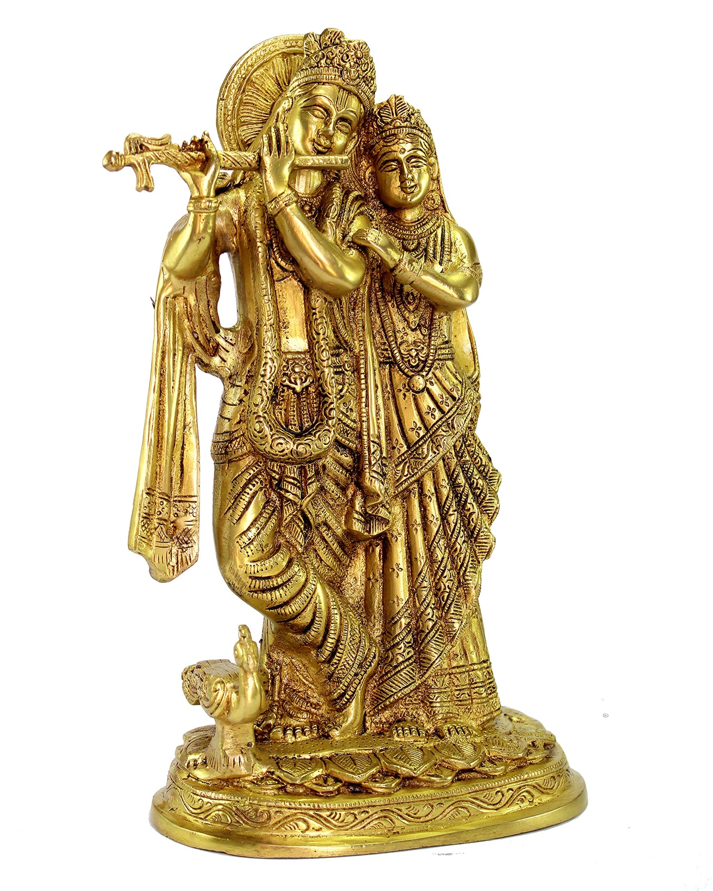 eSplanade Brass Radha Krishna Murti Idol Statue Sculpture - 12 inches | Pooja Idols | Home Decor