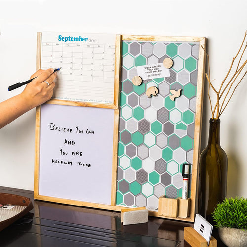 IVEI Combination Board with Magnet Board, Planner & Whiteboard -Innovative Organizer for Kids and Adults with Magnets to Do Boards, Best Gift for Home, Office, School- Green, Yellow