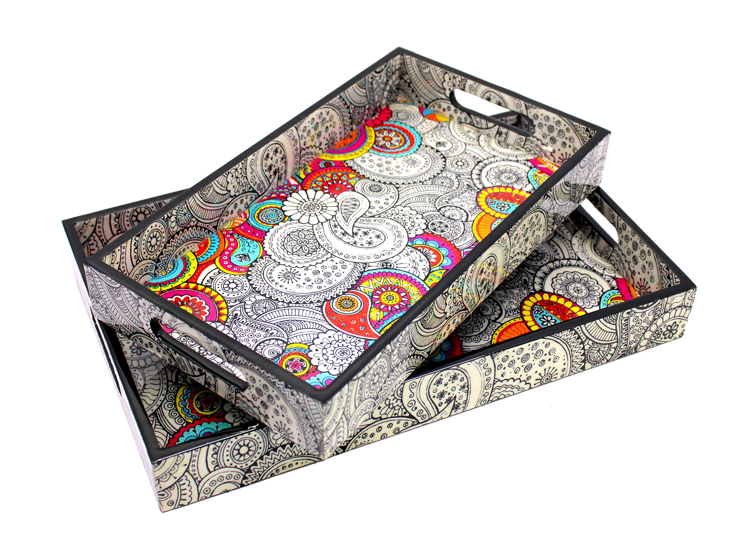 eSplanade Wooden Serving Trays - Home Office Dining Table Multipurpose Serveware - Multicolour