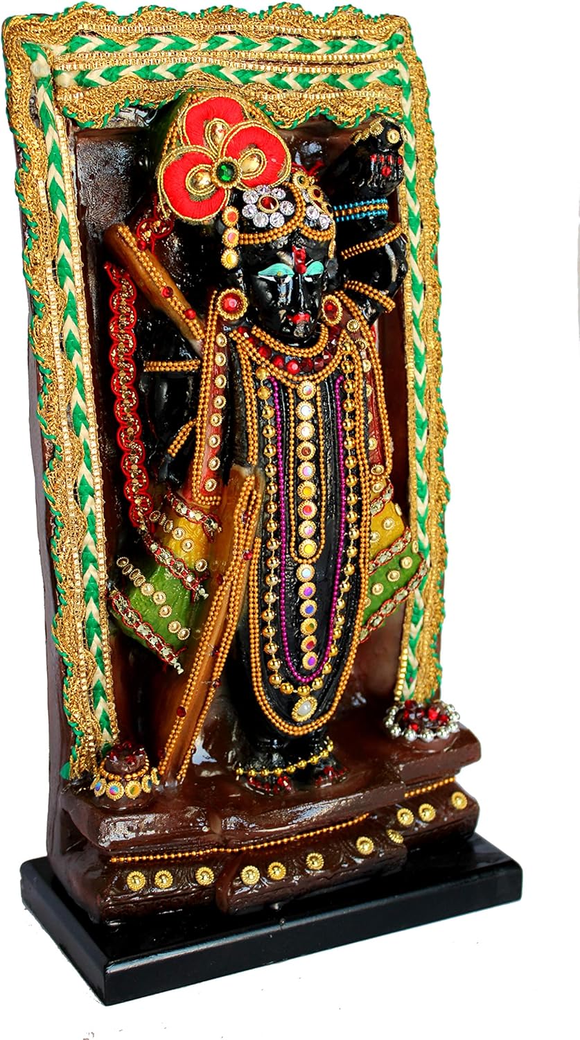 eSplanade Resin Shrinath Ji Bankebihari Krishna Statue - 12.5 inches & 10 inches | Idols for Home Puja Place