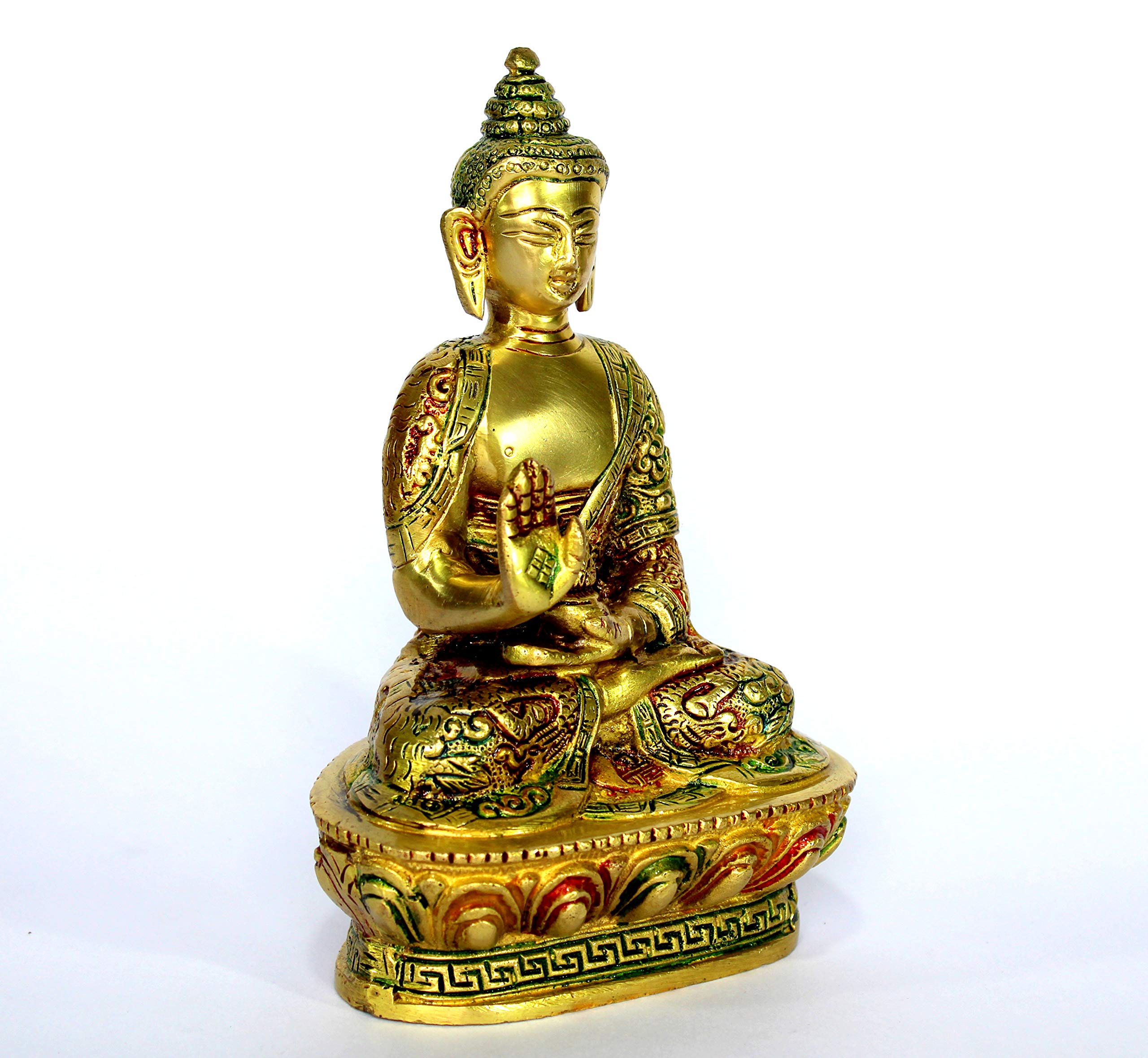 StonKraft eSplanade 7" Brass Buddha - Meditating Brass Buddha - Brass Metal Idol Statue Figurine Murti