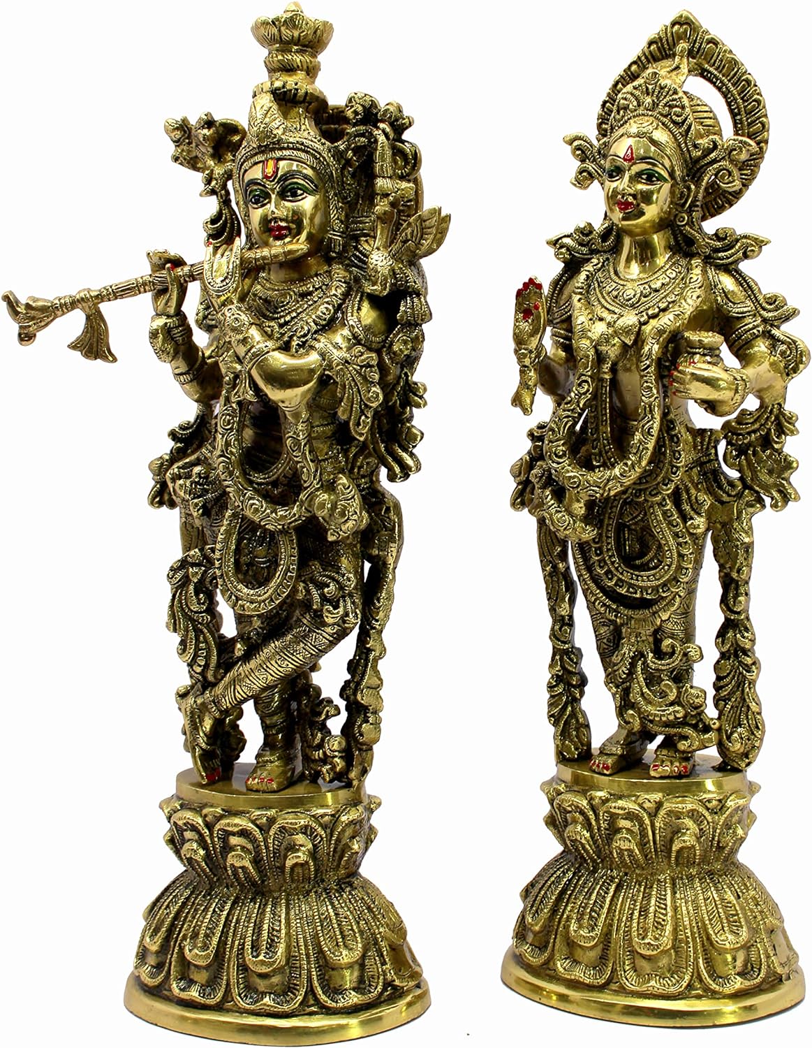 eSplanade Brass Radha Krishna Radhe Krishan Murti Idol Statue Sculpture - Golden - 18" Inches
