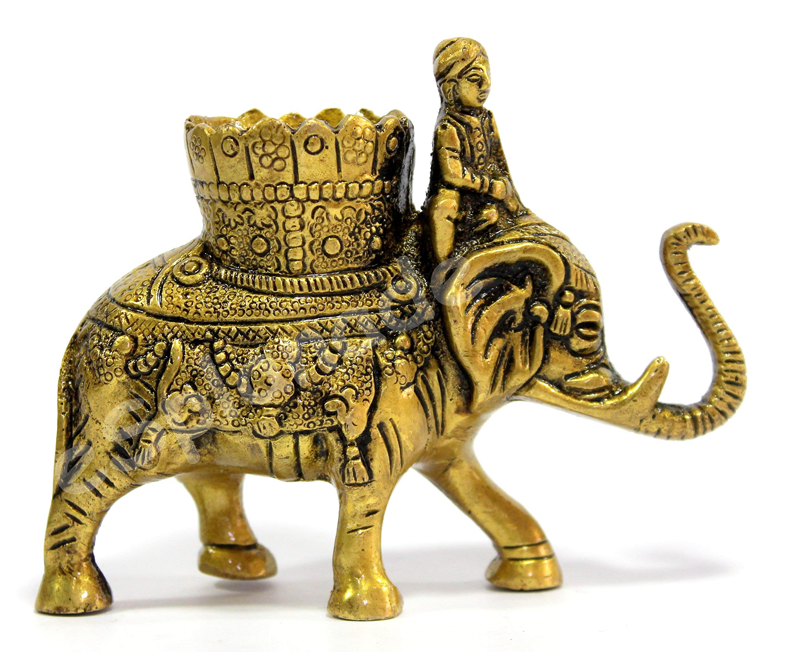 ESPLANADE Elephant Savari/Safari Brass Pen Holder for Desk, Office, and Home | Office Organiser | Desk Organizer | Pen Stand