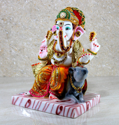 eSplanade Resin Ganesha Ganesh Murti Idol Statue Sculpture - Multi-colour - 9" Inches