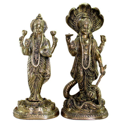 ESPLANADE Brass Lakshmi Narayana Vishnu Laxmi Murti Idol Statue | Pooja Idols - Home Decor | 17