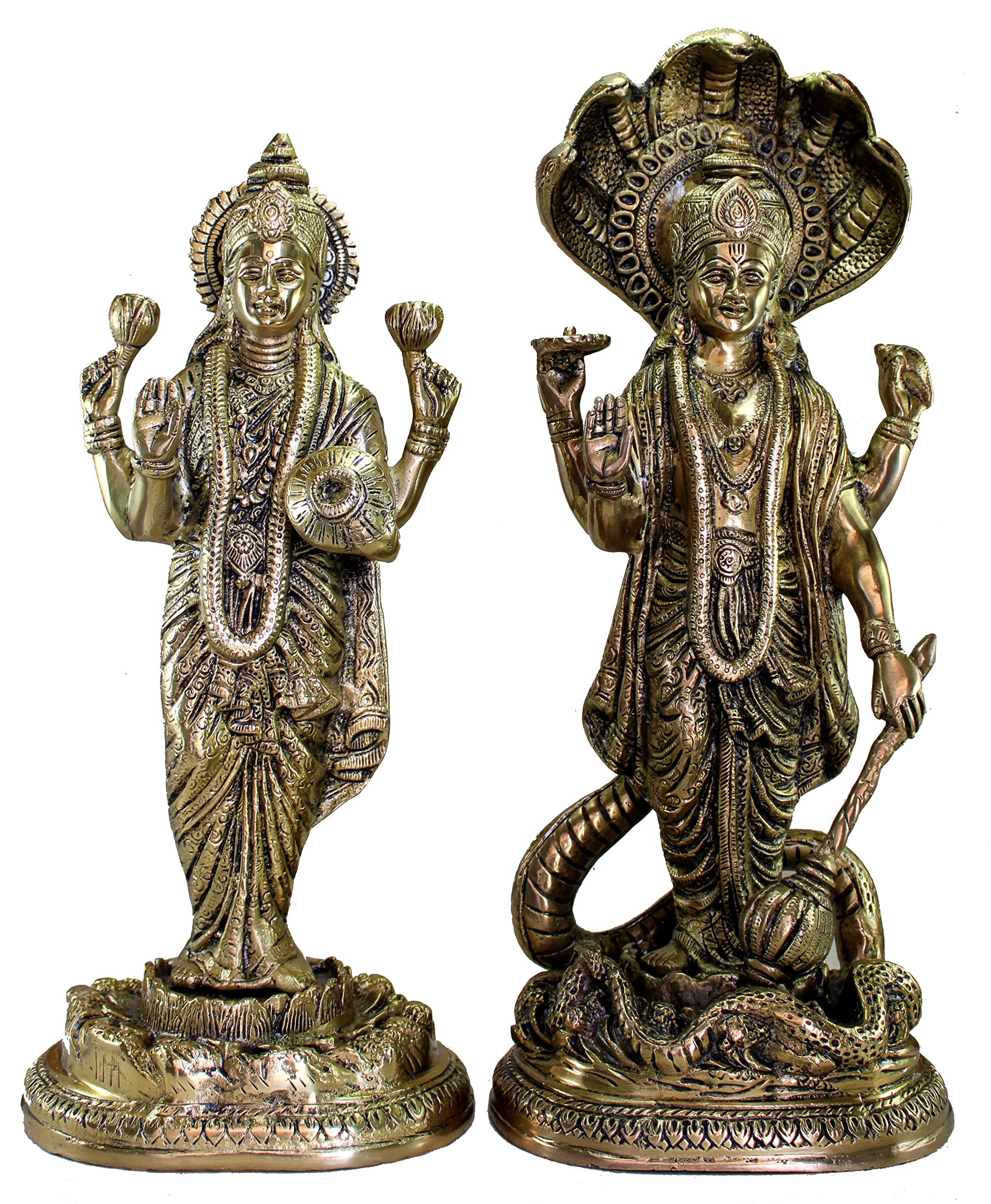 ESPLANADE Brass Lakshmi Narayana Vishnu Laxmi Murti Idol Statue | Pooja Idols - Home Decor | 17" Inches (Big Size)