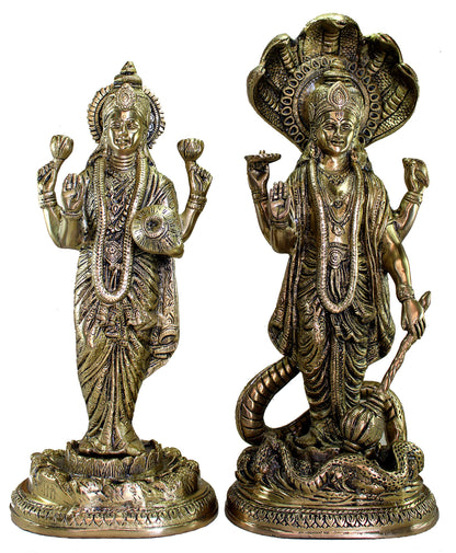 eSplanade Resin Lord Vishnu Narayana Moorti Murti Idol Statue | Pooja Idols - Home Decor | Multicolor - 12.5" Inches