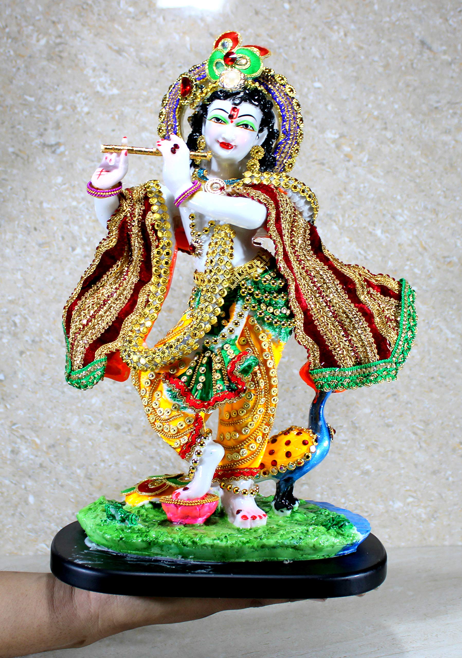 eSplanade Resin Krishna Kishan Murti Idol Statue Sculpture (11", 12.5", 14" Inches) Multicolour