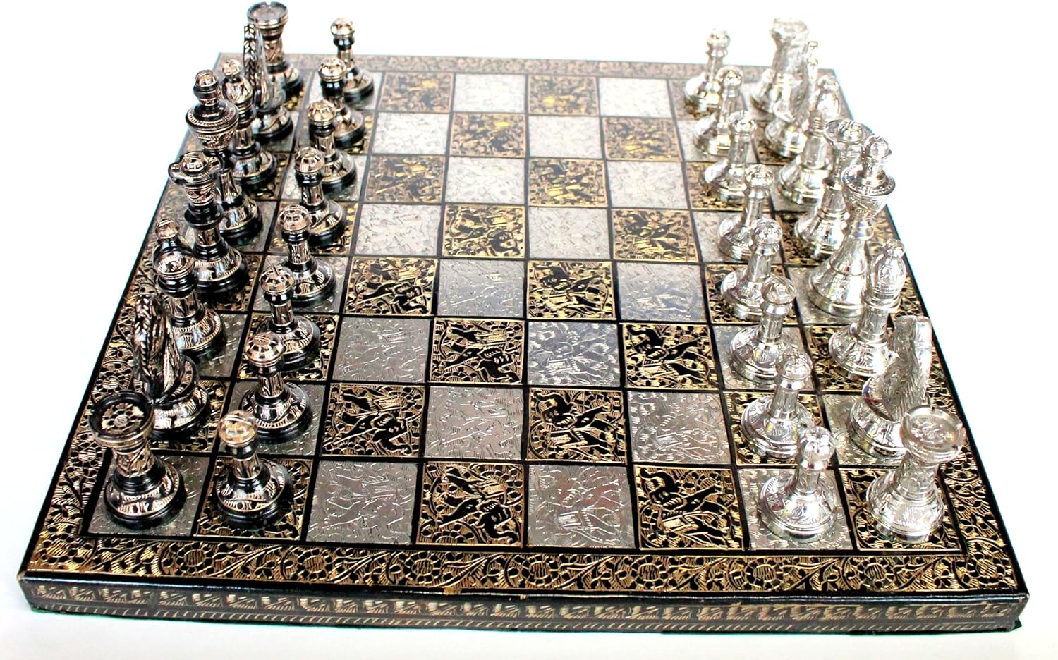 StonKraft 12" x 12″ Collectible Premium Brass Made Chess Board Game Set + All Brass Pieces
