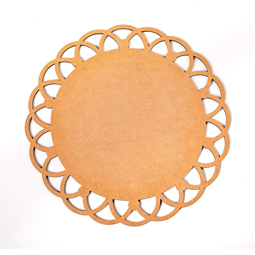 IVEI DIY MDF Ornate Round Placemat - Set 0f 2-Cutwork Painting Wooden Sheet Craft - for Decoupage MDF Plains, Resin Artwork & Decoration