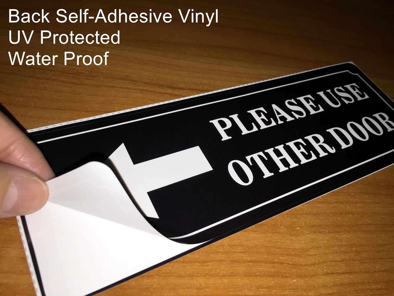 eSplanade Please USE Other Door/Different Door Sign Sticker Decal - Easy to Mount Weather Resistant Long Lasting Ink Size (9" x 3")